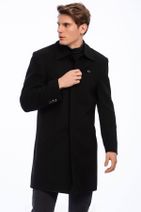 DYNAMO Erkek Siyah Yün Karışımlı Kaşe Gömlek Yaka Palto - 1