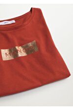 MANGO Woman Kadın Kırmızı Geri Dönüştürülmüş Pamuklu Logolu Tişört - 5