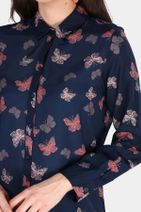 Nesrinden Kadın Kelebek Desenli Lacivert Gömlek - 5