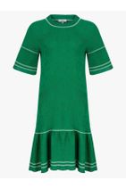 Twist Kadın Yeşil Geniş Yaka Volanlı Elbise - 6