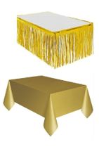 Genel Markalar Plastik Gold Masa Örtüsü - Gold Metalize Masa Eteği Püskülü - 1
