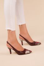SOHO Bordo Yılan Bordo Kadın Klasik Topuklu Ayakkabı 15007 - 3