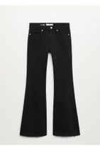 MANGO Woman Kadın Siyah denim Bel Yüksekliği Orta Boy Flare Jeans - 3
