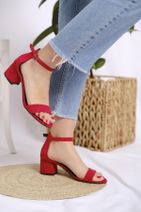 Oksit Kadın Kırmızı Florin Brittney Bant Detaylı Topuklu Ayakkabı - 3