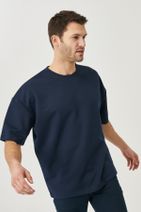 AC&Co / Altınyıldız Classics Erkek Lacivert Günlük Rahat Yuvarlak Yaka Kısa Kollu Oversize Sweatshirt - 3