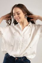 Pattaya Kadın Taş Işlemeli Yarasa Kol Gömlek 3071 - 2