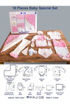 TangModa Hastane Çıkışı Kız Bebek Kıyafeti Yeni Doğan Bebek Hediyesi 10 Parça Bebek Tulum Battaniye Giyim Set - 5