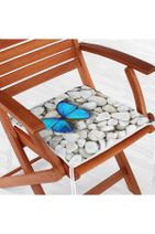 Realhomes Taşlı Zemin Üzerinde Kelebek Desenli Özel Tasarımlı Dijital Baskılı Fermuarlı Sandalye Minderi - 1