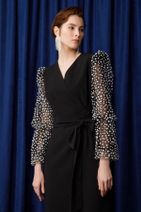 Moda İlgi Modailgi Puanlı Simli Tül Detaylı Elbise Siyah - 7