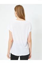 Koton Kadın Beyaz Yazılı Baskılı T-shirt - 4