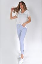 Min Jeans Kadın Buz Mavisi Paçası Düğme Detaylı Skinny Jeans Mın-024y - 1