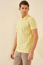 TOMMY LIFE Çizgili Polo Yaka Sarı Erkek Tshirt T08ER-87797_1 - 5