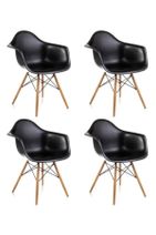Dorcia Home Kolçaklı Siyah Eames Sandalye - 4 Adet - Cafe Balkon Mutfak Sandalyesi - 1