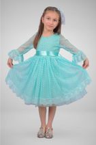 Pumpido Kız Çocuk Su Yeşili Prenses Elbise - 2