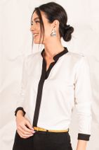 armonika Kadın Ekru Önü Şeritli Gömlek ARM-18K001255 - 4