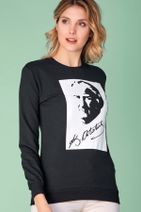 Fulla Moda Kadın Siyah Atatürk Baskılı Sweatshirt - 4