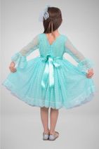 Pumpido Kız Çocuk Su Yeşili Prenses Elbise - 3