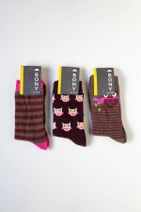 Katia&Bony 3 Lü Paket Baykuş Desenli Kadın Soket Çorap - 1