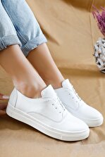 Deripabuc Hakiki Deri Beyaz Kadın Deri Sneaker Vns-m01 - 4