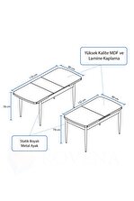 Rovena Leona Barok Desen 80x132 Mdf Açılabilir Mutfak Masası Takımı 6 Adet Sandalye - 5