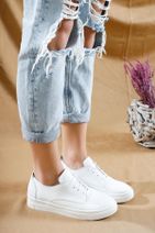 Deripabuc Hakiki Deri Beyaz Kadın Deri Sneaker Vns-m01 - 3