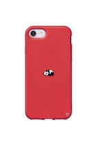 Trihed Iphone 8 Kırmızı Renkli Silikon Miskin Panda Telefon Kılıfı - 1