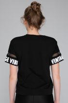 İzumi Sport Kadın Siyah Sloganlı Bisiklet Yaka Tshirt - 3