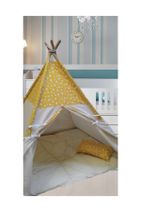 Altev Sarı Yıldız Ahşap Çocuk Çadırı Kızılderili Çadırı Oyun Evi Oyun Çadırı Kamp Çadırı Rüya Ev - 3