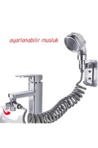 KAYAMU 2 In 1 Spiral Hortumlu Ayarlanabilir Hareketli Banyo Mutfak Lavabo Musluk Duş Başlığı - 7