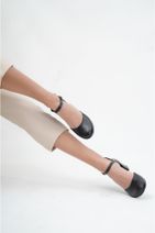 Deripabuc Hakiki Deri Siyah Kadın Topuklu Deri Ayakkabı Shn-0136 - 4