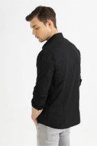 Avva Erkek Siyah Düz Düğmeli Yaka Slim Fit Uzun Kol Vual Gömlek A01s2206 - 4