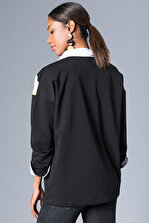 Cool & Sexy Kadın Siyah Renk Bloklu Sweatshirt M351 - 3