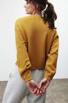 GRIMELANGE Lıv Crop Fit Safran Sarı Sweatshirt - 3