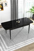 Rovena Mona Siyah Mermer Desen 80x132 Açılabilir Mdf Mutfak Masası Takımı 4 Adet Sandalye - 4