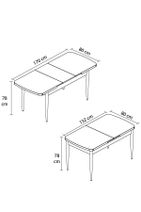 Rovena Mona Siyah Mermer Desen 80x132 Açılabilir Mdf Mutfak Masası Takımı 4 Adet Sandalye - 5