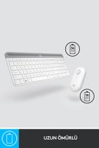 logitech MK470 Kablosuz İnce Türkçe Klavye Mouse Seti - Beyaz - 5