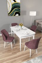 Rovena Arel Beyaz 80x132 Mdf Açılabilir Mutfak Masası Takımı 4 Adet Sandalye - 1