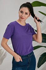 CATSPY Kadın Mor Basic Tshirt - 3