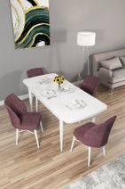 Rovena Arel Beyaz 80x132 Mdf Açılabilir Mutfak Masası Takımı 4 Adet Sandalye - 2
