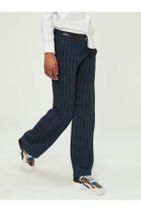 Xint Kadın Lacivert Yüksek Bel Geniş Paça Çizgili Pantolon - 2