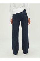 Xint Kadın Lacivert Yüksek Bel Geniş Paça Çizgili Pantolon - 4