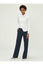 Xint Kadın Lacivert Yüksek Bel Geniş Paça Çizgili Pantolon - 1