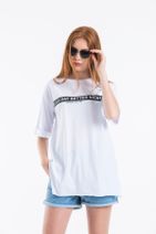 modavingo Kadın Beyaz Good Day Baskılı Oversize T-shirt - 2
