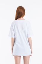 modavingo Kadın Beyaz Good Day Baskılı Oversize T-shirt - 5