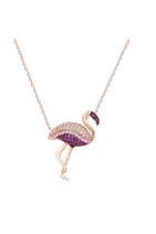 Chavin Kadın Pembe Altın Flamingo Zirkon Taşlı Gümüş Kolye Dz49rs - 1