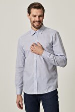 ALTINYILDIZ CLASSICS Erkek Beyaz-mavi Tailored Slim Fit Dar Kesim Baskılı Gömlek - 3