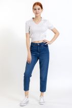 GİYSA Kadın Yüksek Bel  Mavi Kot Pantolon 2159 - 1