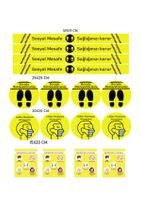 ELF Sosyal Mesafe Uyarı Sticker 5 Li Set 20 Adet Sarı Dp 600 - 1