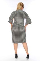modayız Kazayağı Desenli Büyük Beden Elbise 3d-0756 - 3