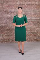 Nidya Moda Büyük Beden Kadın Yeşil Omuz Şeritli Abiye Elbise-4155y - 2